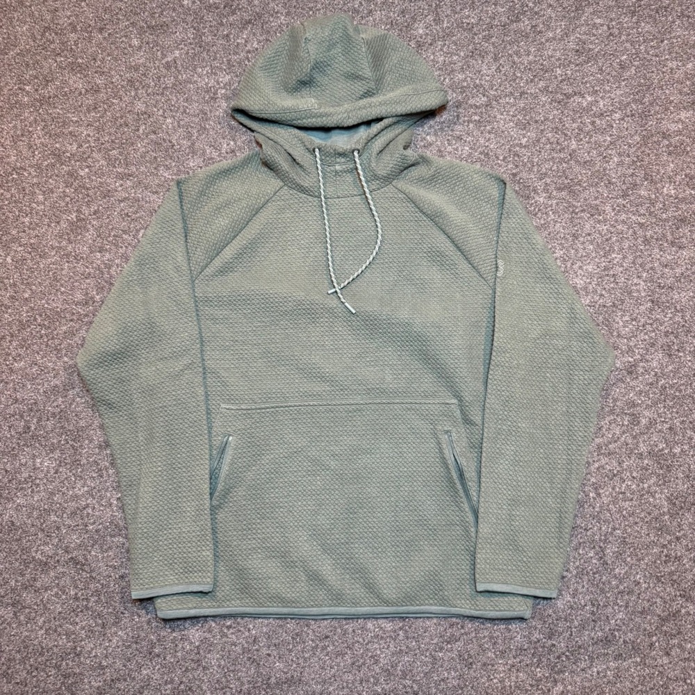 FLX Mens Textured Quilted Hoodie Sage Green Pullover Sweatshirt Medium